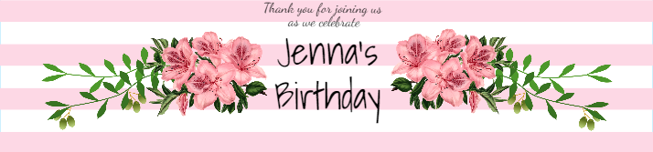 Pink Stripes Birthday Water Bottle Label Template