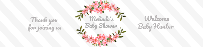 Floral Stripes Baby Shower Water Bottle Label Template
