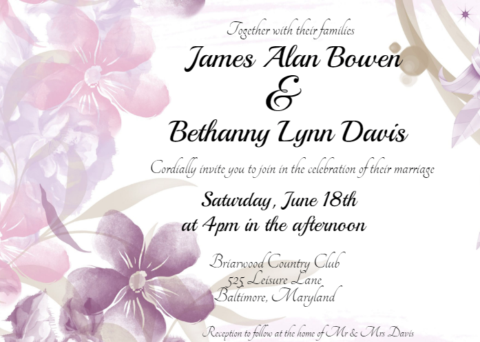 Floral Romance Wedding Invitation Template