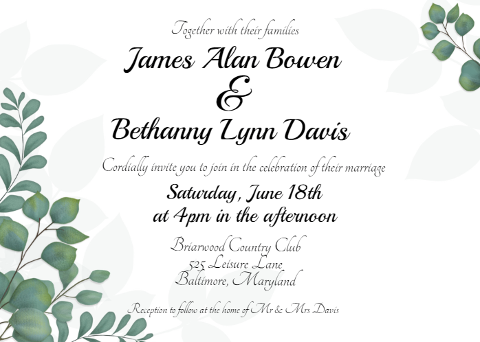 Eucalyptus Greenery Wedding Invitation Template