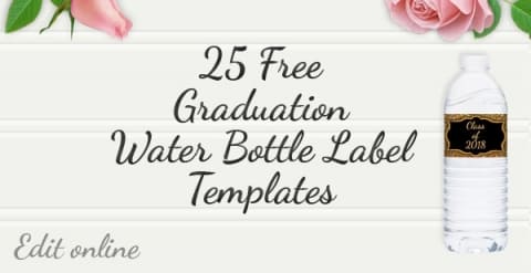 25 Graduation Water Bottles Labels Raspberry Swirls