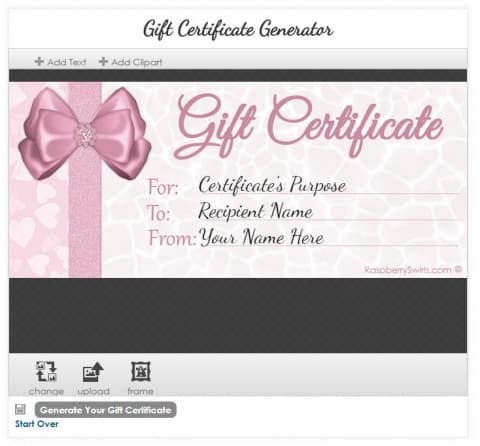 Free Online Custom Gift Certificate Maker