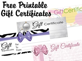 Free printable gift certificates